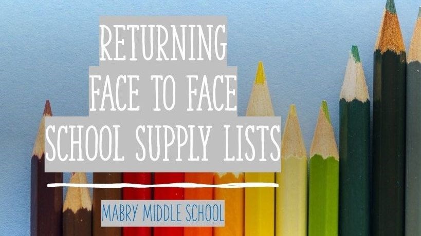 Returning F2F Learning School Supply Lists